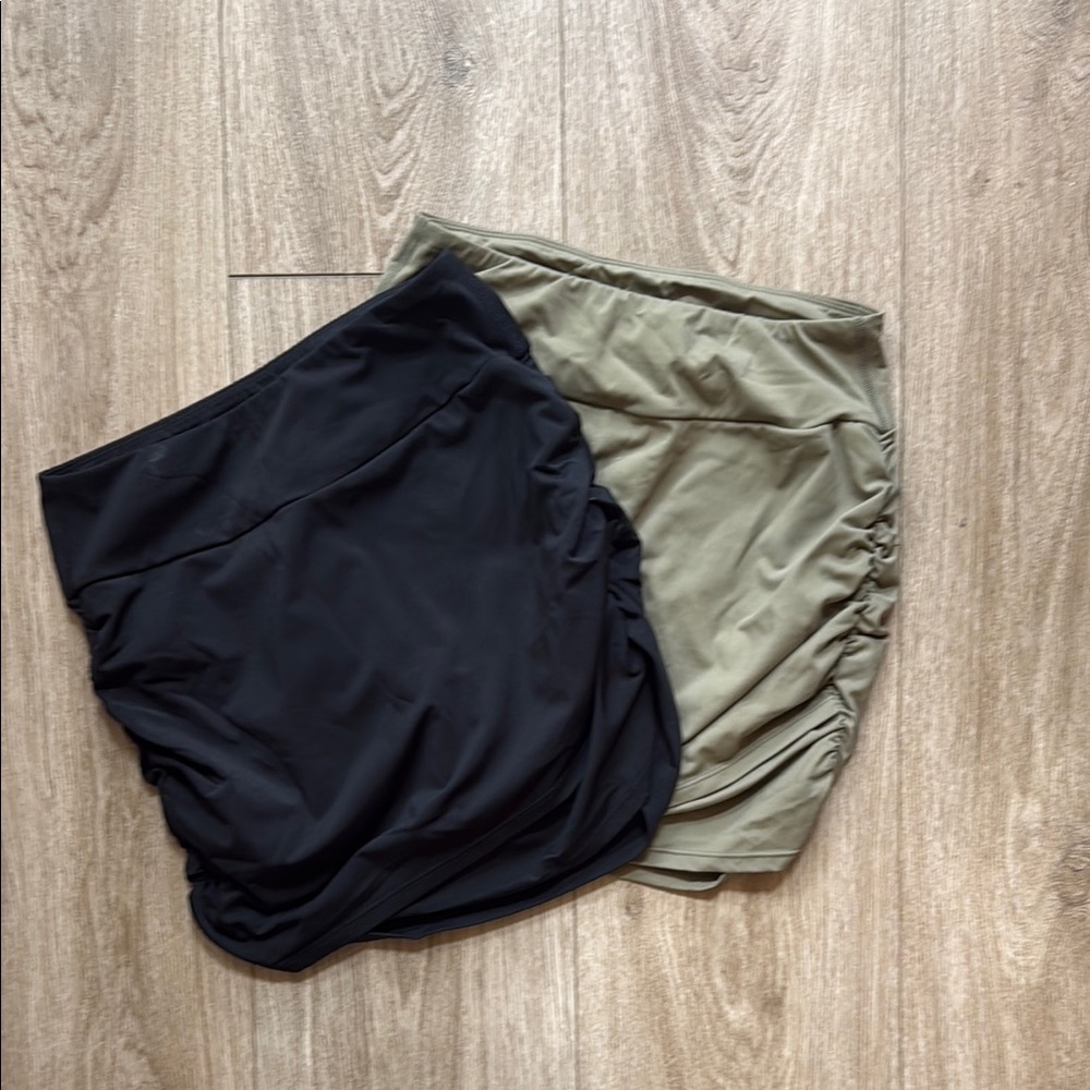 Black and Olive Ruched Skirts